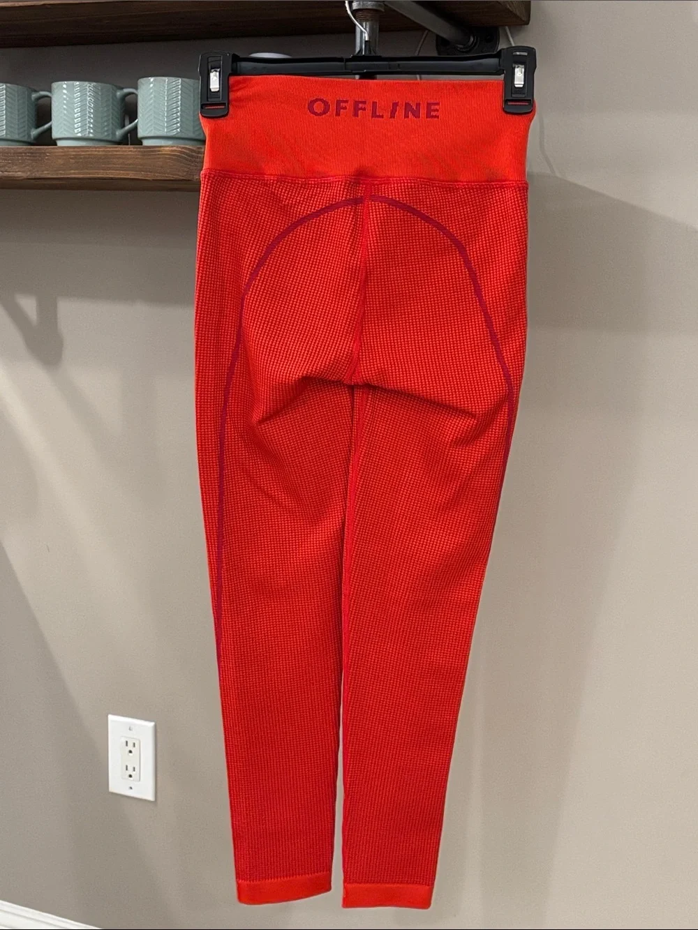 Offline by Aerie High Rise 7/8 Textured Leggings Red Orange Size Small